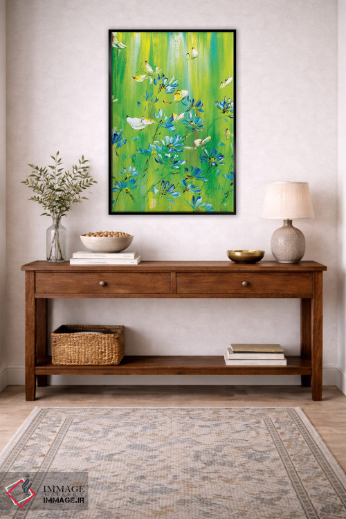 تابلو دکوراتیو چمنزار سبز با گل های بابونه اثر مارینا اسکرمووا - D6B