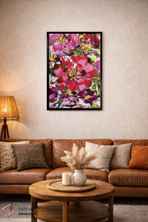 تابلو دکوراتیو چمنزار گل های قرمز ۲ اثر مارینا اسکرمووا - D4B