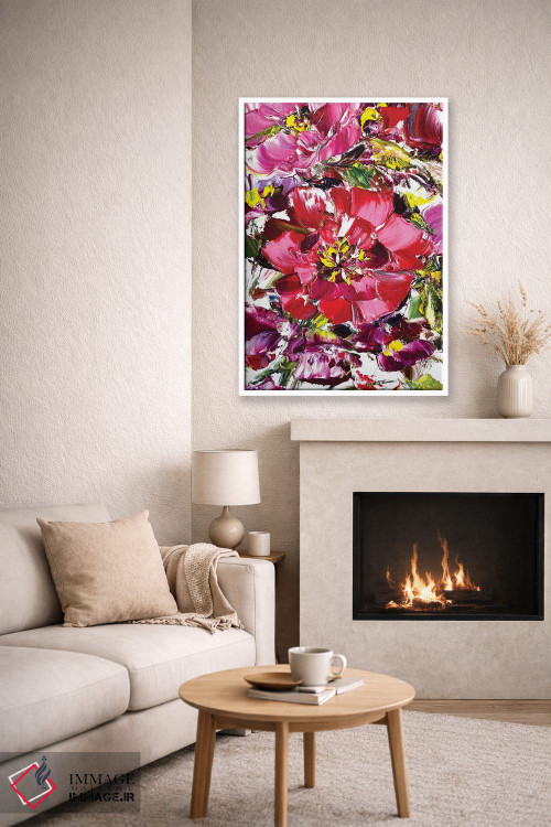 تابلو دکوراتیو چمنزار گل های قرمز ۲ اثر مارینا اسکرمووا - D6W