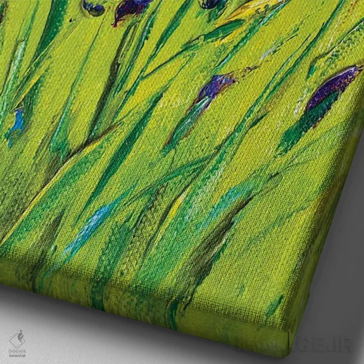 تابلو دکوراتیو زنبق های چمنزار ۲ اثر مارینا اسکرمووا - نمای نزدیک بافت بوم