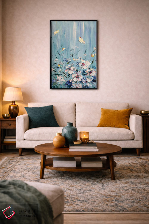 تابلو دکوراتیو چمنزار گل های سفید اثر مارینا اسکرمووا - D3B