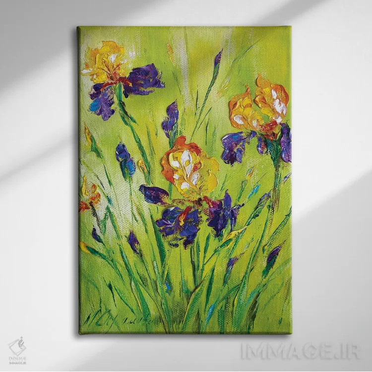 تابلو دکوراتیو زنبق های چمنزار ۲ اثر مارینا اسکرمووا - نمای روبهرو روی دیوار