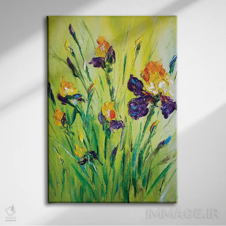 تابلو دکوراتیو زنبق های چمنزار ۹ اثر مارینا اسکرمووا - نمای روبهرو روی دیوار