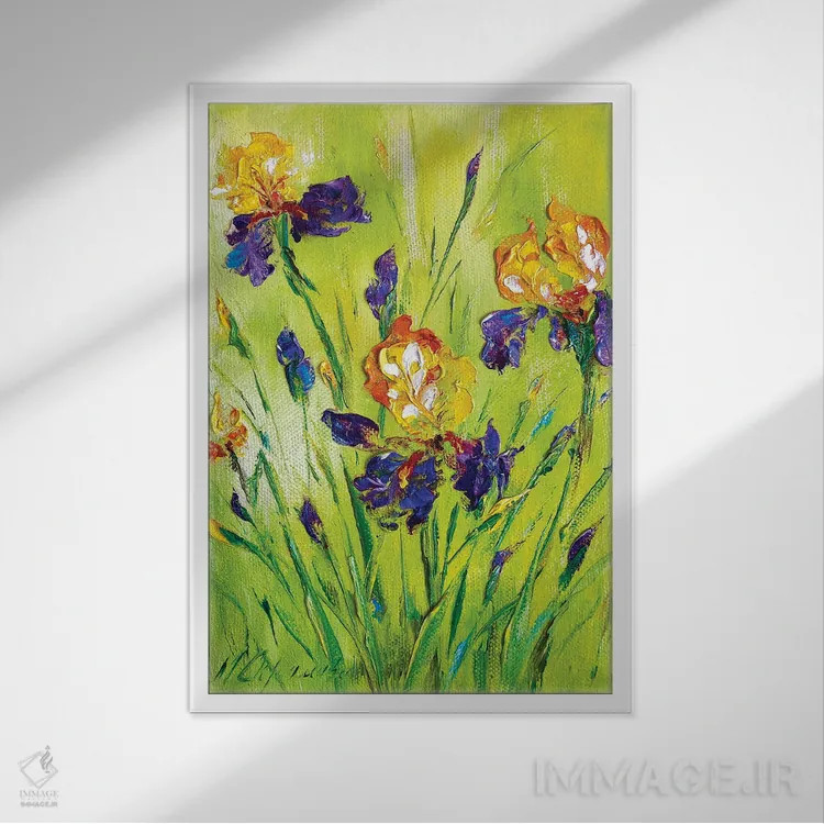 تابلو دکوراتیو زنبق های چمنزار ۲ اثر مارینا اسکرمووا - نمای قابدار سفید