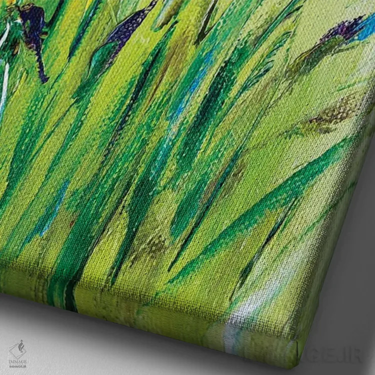 تابلو دکوراتیو زنبق های چمنزار ۹ اثر مارینا اسکرمووا - نمای نزدیک بافت بوم