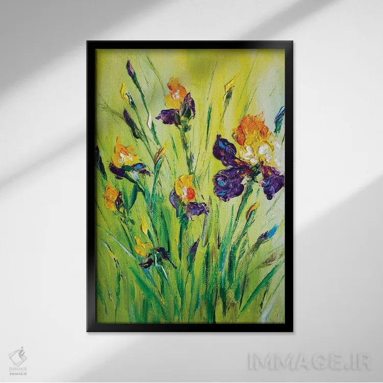 تابلو دکوراتیو زنبق های چمنزار ۹ اثر مارینا اسکرمووا - نمای قابدار مشکی