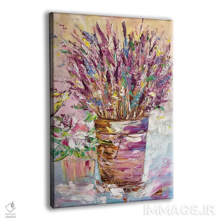 تابلو دکوراتیو دسته گل اسطوخودوس با پرنده اثر مارینا اسکرمووا - نمای پرسپکتیو محصول