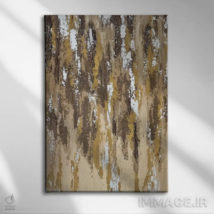 تابلو دکوراتیو پوست درخت ماسه ای طلایی اثر مارینا اسکرمووا - نمای روبهرو روی دیوار
