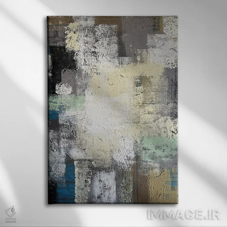 تابلو انتزاعی مستطیل های بافت دار اثر مارینا اسکرمووا - نمای روبهرو روی دیوار