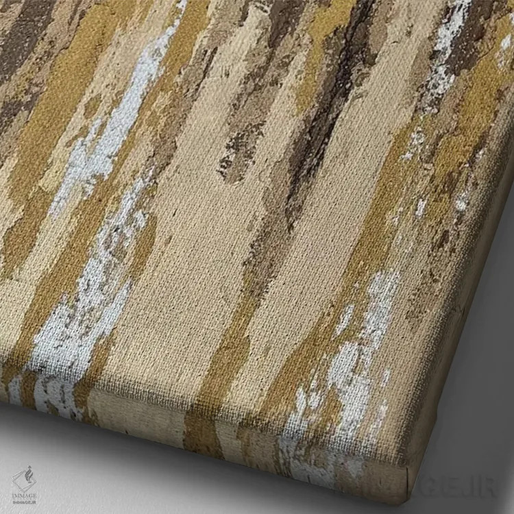 تابلو دکوراتیو پوست درخت ماسه ای طلایی اثر مارینا اسکرمووا - نمای نزدیک بافت بوم