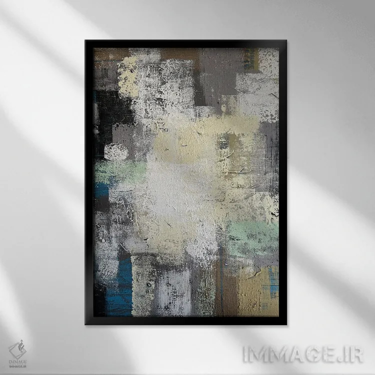 تابلو انتزاعی مستطیل های بافت دار اثر مارینا اسکرمووا - نمای قابدار مشکی
