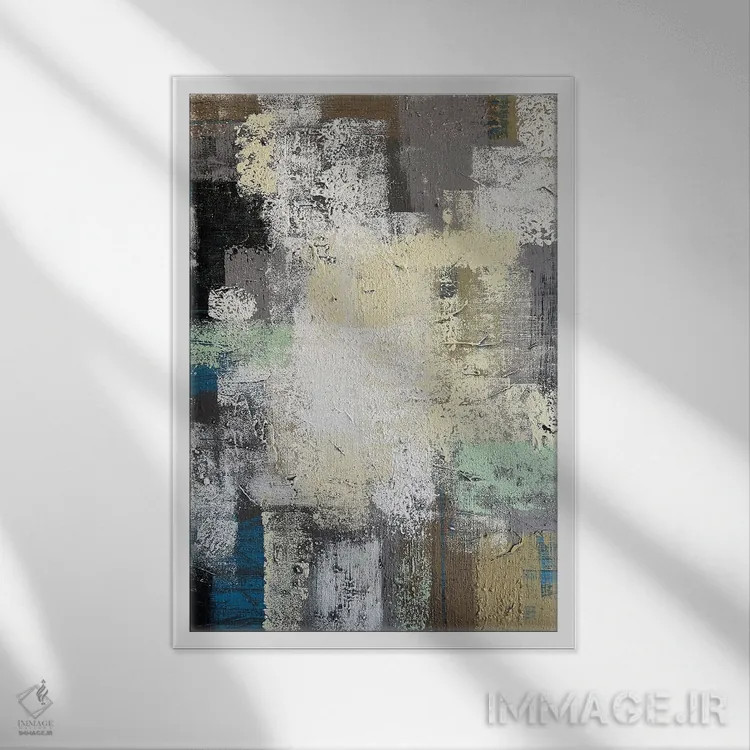 تابلو انتزاعی مستطیل های بافت دار اثر مارینا اسکرمووا - نمای قابدار سفید