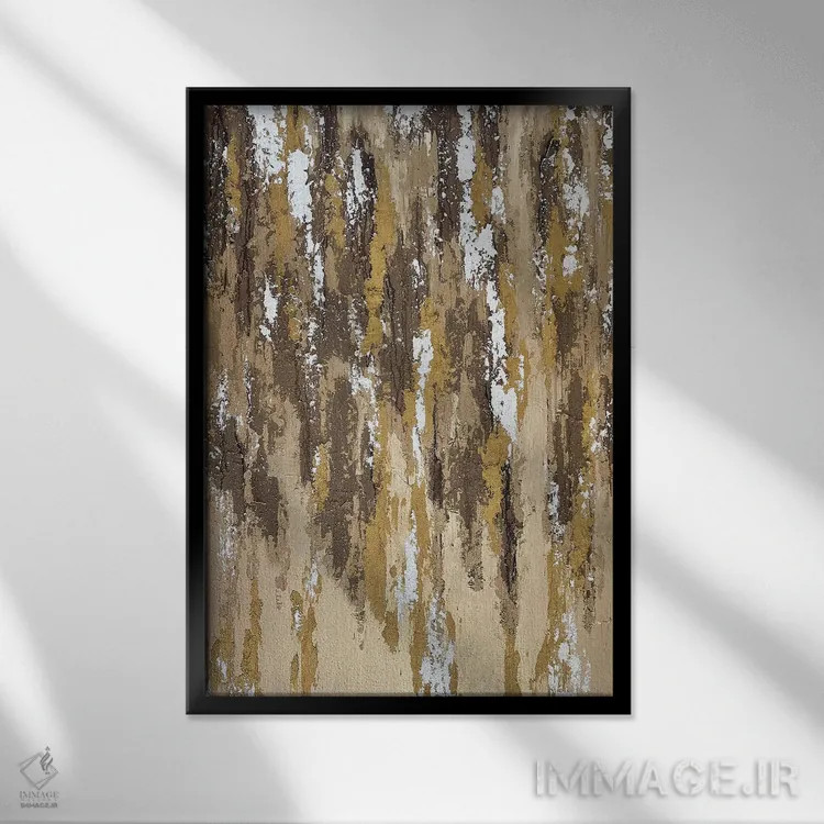 تابلو دکوراتیو پوست درخت ماسه ای طلایی اثر مارینا اسکرمووا - نمای قابدار مشکی