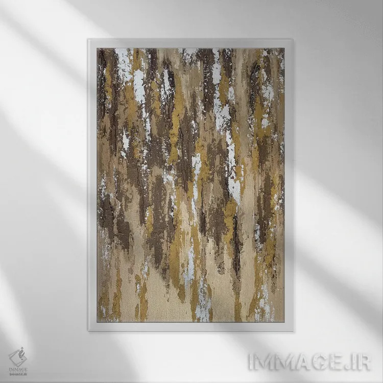 تابلو دکوراتیو پوست درخت ماسه ای طلایی اثر مارینا اسکرمووا - نمای قابدار سفید