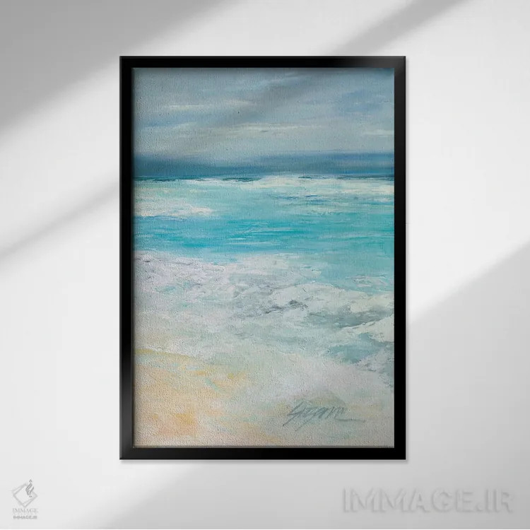 تابلو مدرن طوفان در دریا ۲ اثر سوزان ویلکینز - نمای قابدار مشکی