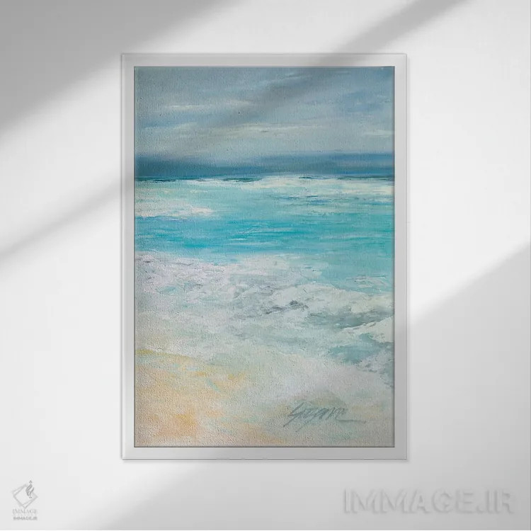 تابلو مدرن طوفان در دریا ۲ اثر سوزان ویلکینز - نمای قابدار سفید
