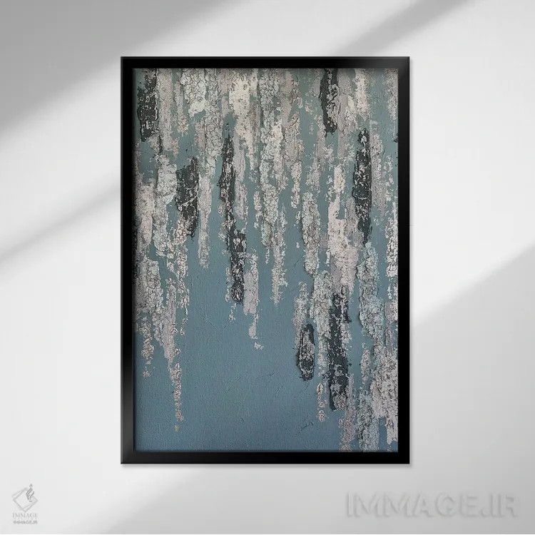 تابلو دکوراتیو جنگل آبی اثر مارینا اسکرمووا - نمای قابدار مشکی