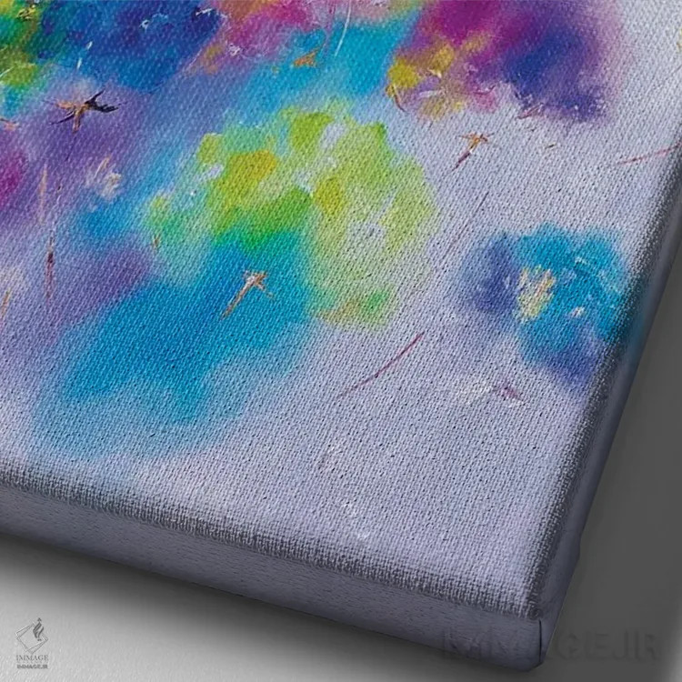 تابلو انتزاعی رقصندگان هوا اثر مارینا اسکرمووا - نمای نزدیک بافت بوم