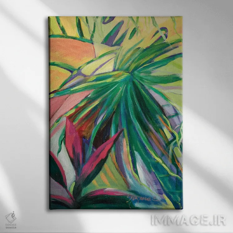 تابلو انتزاعی باغ انتزاعی ۱ اثر سوزان ویلکینز - نمای روبهرو روی دیوار