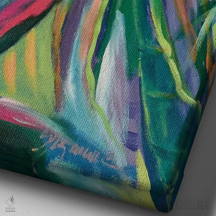 تابلو انتزاعی باغ انتزاعی ۱ اثر سوزان ویلکینز - نمای نزدیک بافت بوم