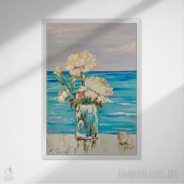 تابلو دکوراتیو صبح گلی اثر مارینا اسکرمووا - نمای قابدار سفید