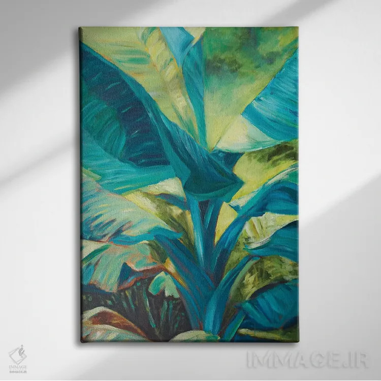 تابلو دکوراتیو زوج موز سبز ۱ اثر سوزان ویلکینز - نمای روبهرو روی دیوار