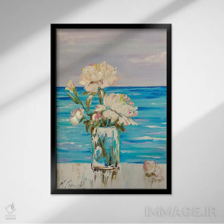 تابلو دکوراتیو صبح گلی اثر مارینا اسکرمووا - نمای قابدار مشکی