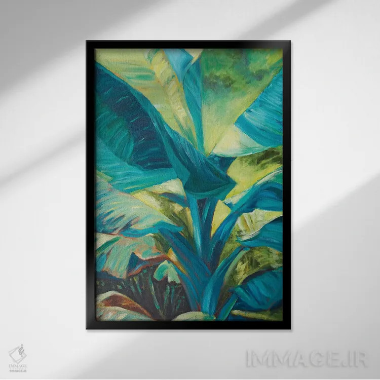 تابلو دکوراتیو زوج موز سبز ۱ اثر سوزان ویلکینز - نمای قابدار مشکی