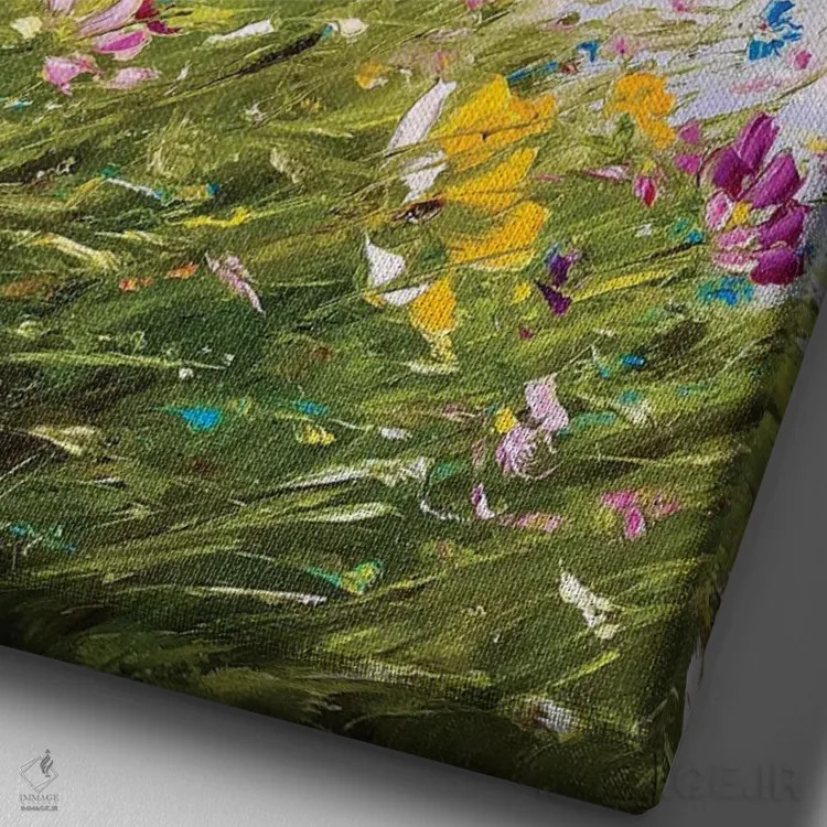 تابلو دکوراتیو گلدار اثر مارینا اسکرمووا - نمای نزدیک بافت بوم