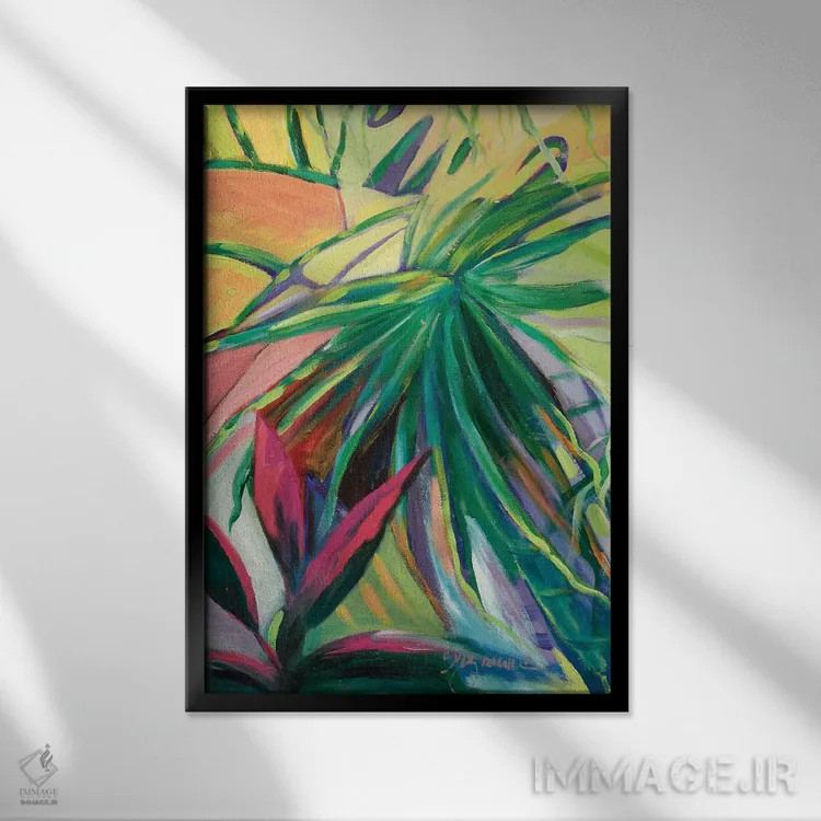 تابلو انتزاعی باغ انتزاعی ۱ اثر سوزان ویلکینز - نمای قابدار مشکی