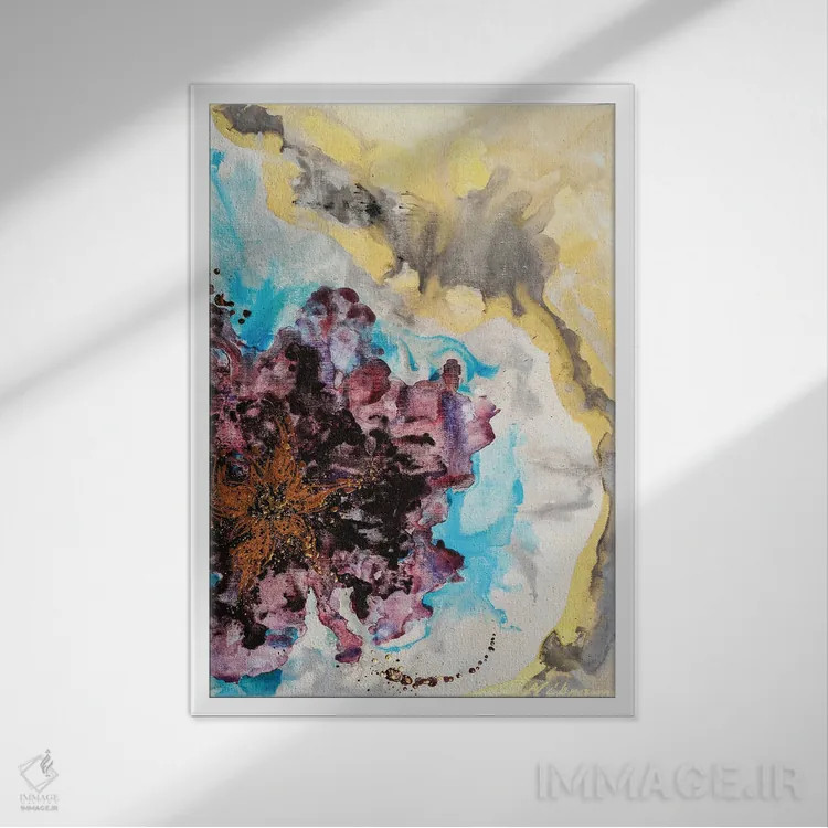 تابلو انتزاعی خیال پردازی گل ها اثر مارینا اسکرمووا - نمای قابدار سفید