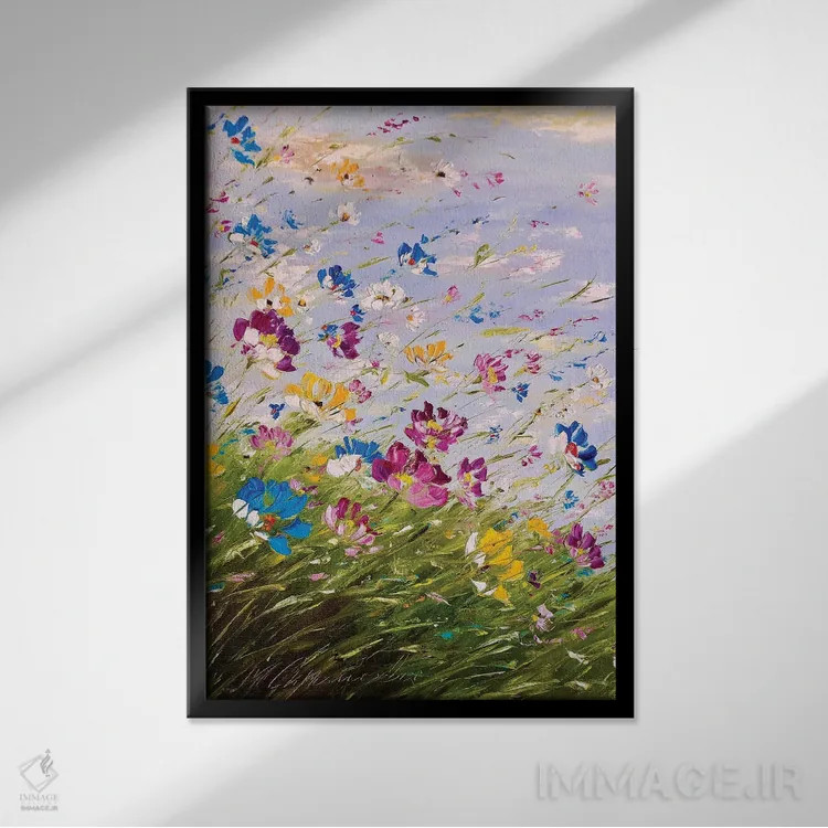 تابلو دکوراتیو گلدار اثر مارینا اسکرمووا - نمای قابدار مشکی