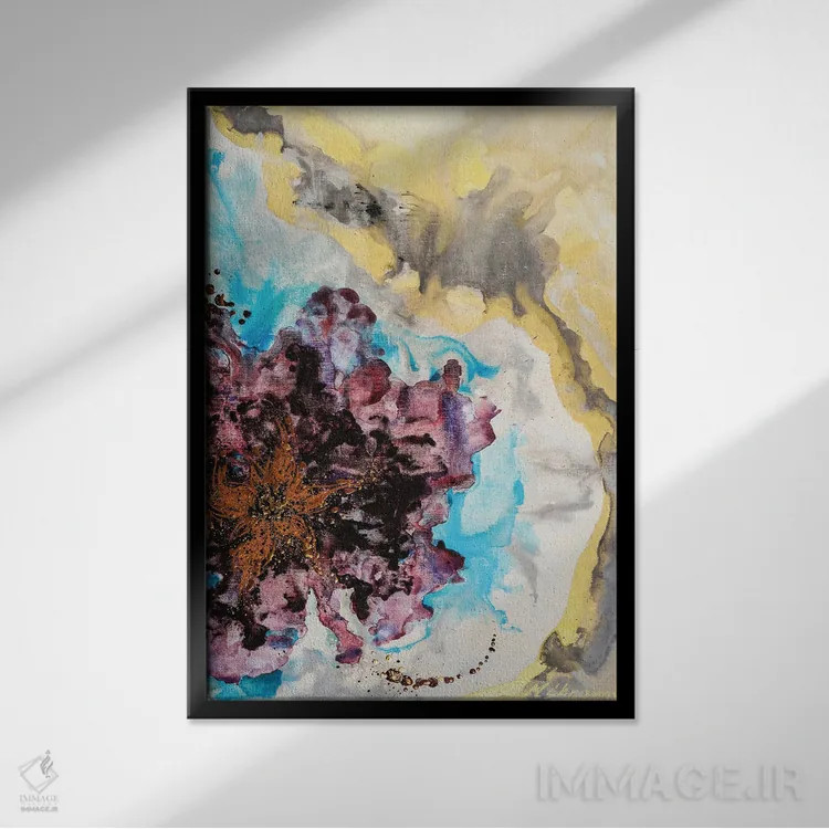 تابلو انتزاعی خیال پردازی گل ها اثر مارینا اسکرمووا - نمای قابدار مشکی