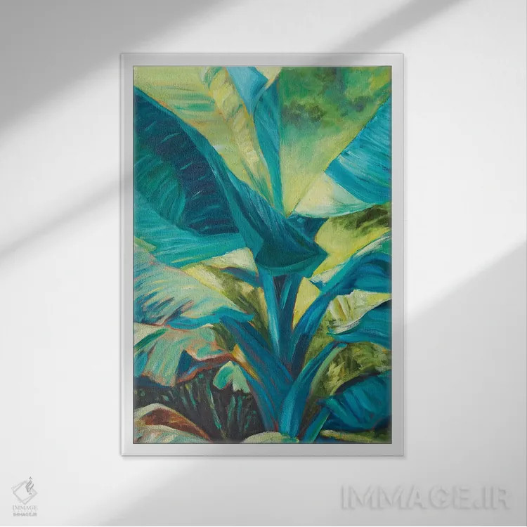 تابلو دکوراتیو زوج موز سبز ۱ اثر سوزان ویلکینز - نمای قابدار سفید