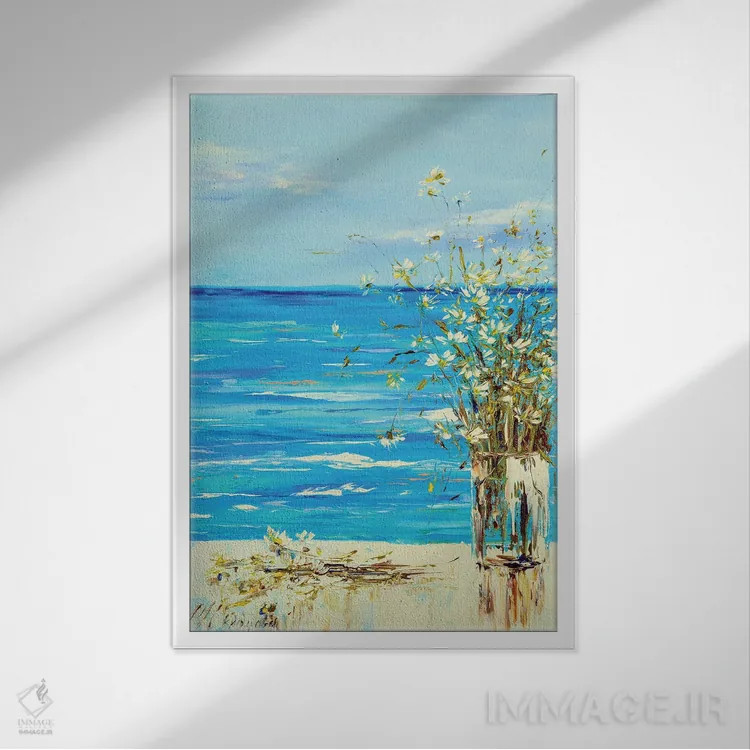 تابلو دکوراتیو نمای دریا اثر مارینا اسکرمووا - نمای قابدار سفید