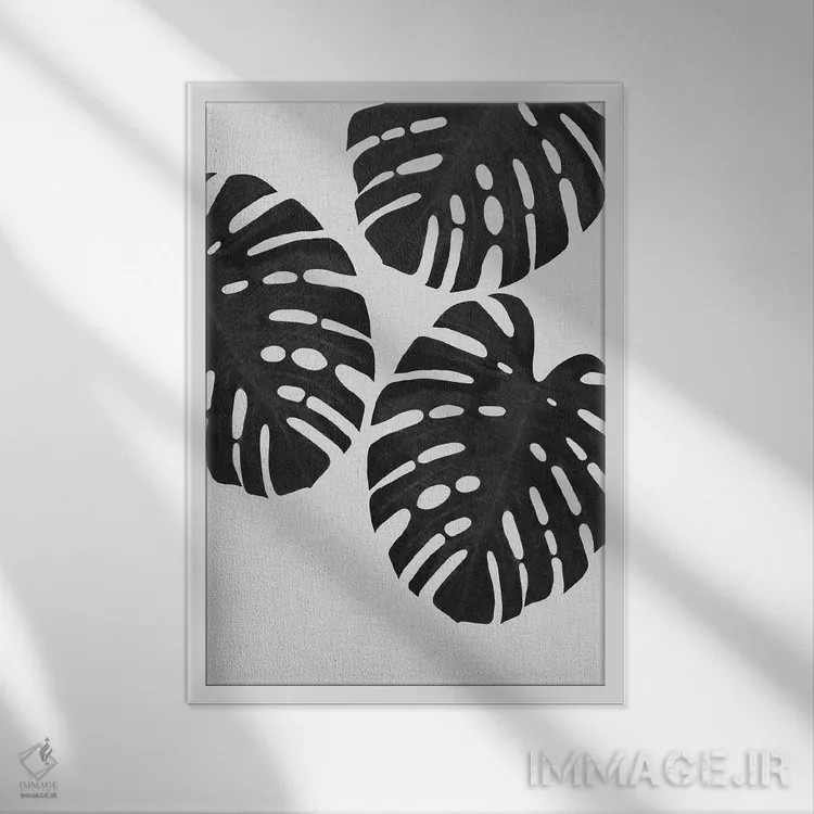 تابلو مدرن برگ مانسترا III اثر اورارا استودیو - نمای قابدار سفید