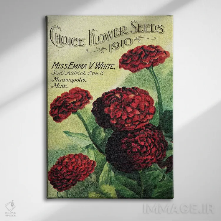 تابلو دکوراتیو بذر گل های انتخابی، 1910، از کتابخانه باغبانی آندرسن اثر پیدیکس - نمای روبهرو روی دیوار