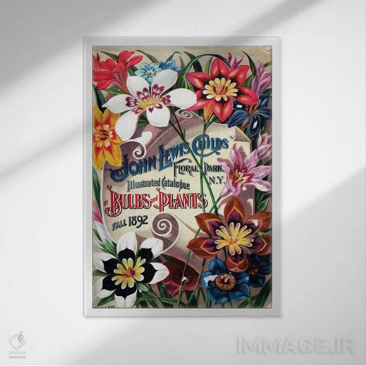 تابلو دکوراتیو بذر و گیاهان، 1892، از کتابخانه باغبانی آندرسن اثر پیدیکس - نمای قابدار سفید