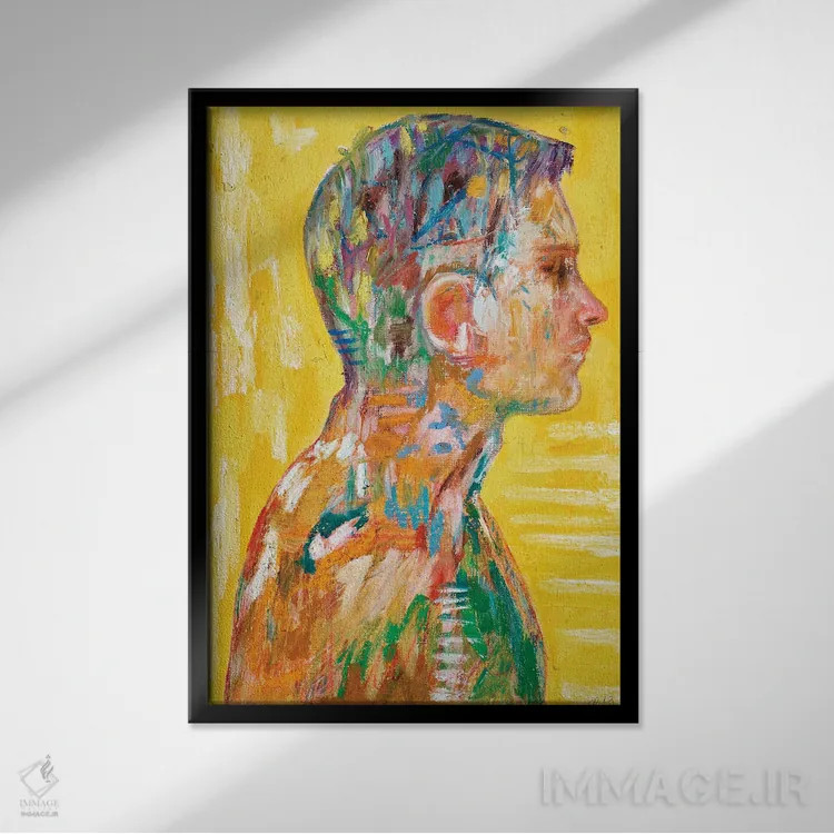 تابلو انتزاعی زرد اثر کریس روبوراس - نمای قابدار مشکی
