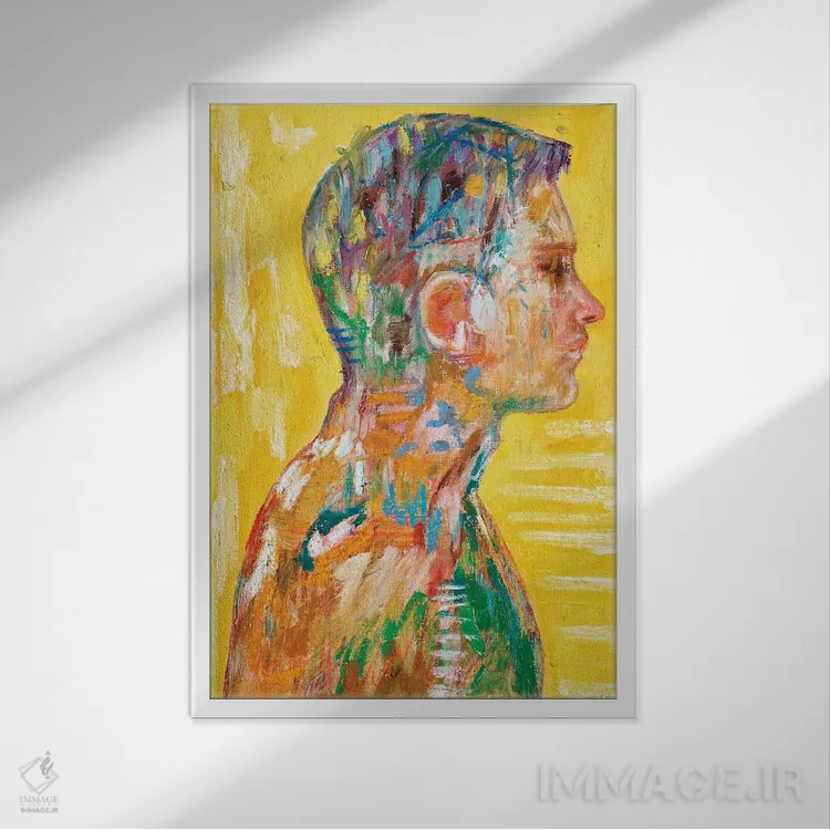 تابلو انتزاعی زرد اثر کریس روبوراس - نمای قابدار سفید