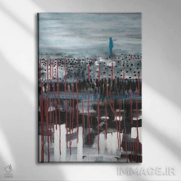 تابلو انتزاعی همه چیز با تو شروع شد اثر کریس روبوراس - نمای روبهرو روی دیوار
