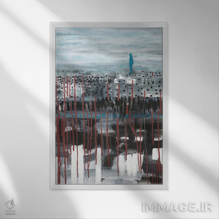 تابلو انتزاعی همه چیز با تو شروع شد اثر کریس روبوراس - نمای قابدار سفید