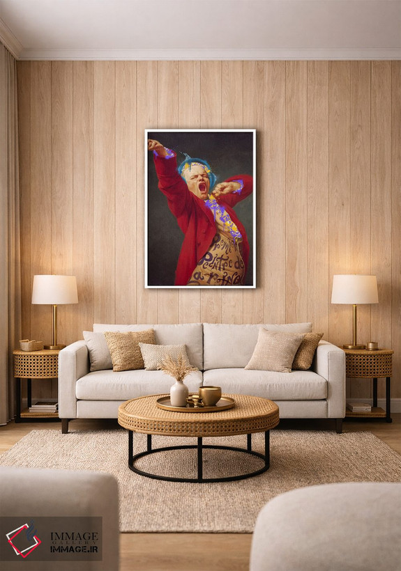 تابلو دکوراتیو خودنگاره، خمیازه - مردی با هدفون که خمیاژه می کشد اثر فایو بای فایو کالکتیو - D1W
