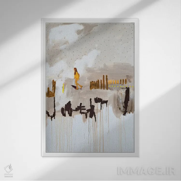 تابلو انتزاعی آفتاب درون اثر کریس روبوراس - نمای قابدار سفید