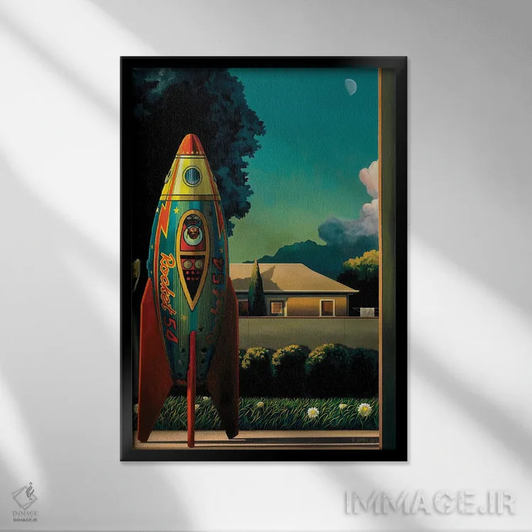 تابلو دکوراتیو مرد موشکی اثر راس جونز - نمای قابدار مشکی