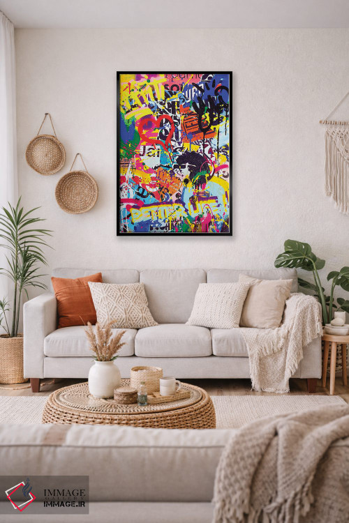 تابلو انتزاعی گرافیتی پاپ اثر آر.اس. آرتیست - D4B