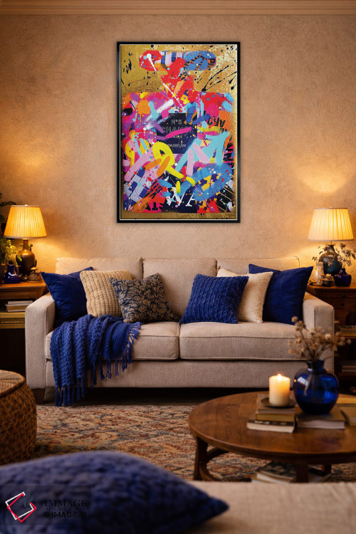 تابلو دکوراتیو عطر طلایی خیابانی اثر آر.اس. آرتیست - D6B