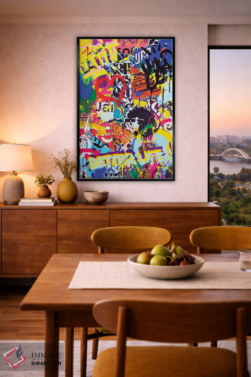 تابلو انتزاعی گرافیتی پاپ اثر آر.اس. آرتیست - D6B