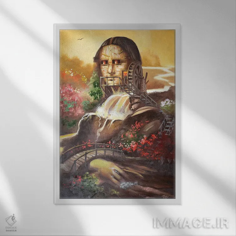 تابلو دکوراتیو آسیاب مونا اثر دی. "راستی" راست - نمای قابدار سفید