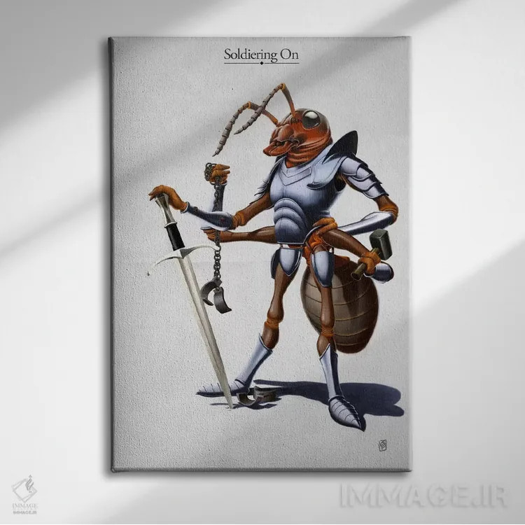 تابلو دکوراتیو سربازی ادامه دارد I اثر راب اسنو - نمای روبهرو روی دیوار